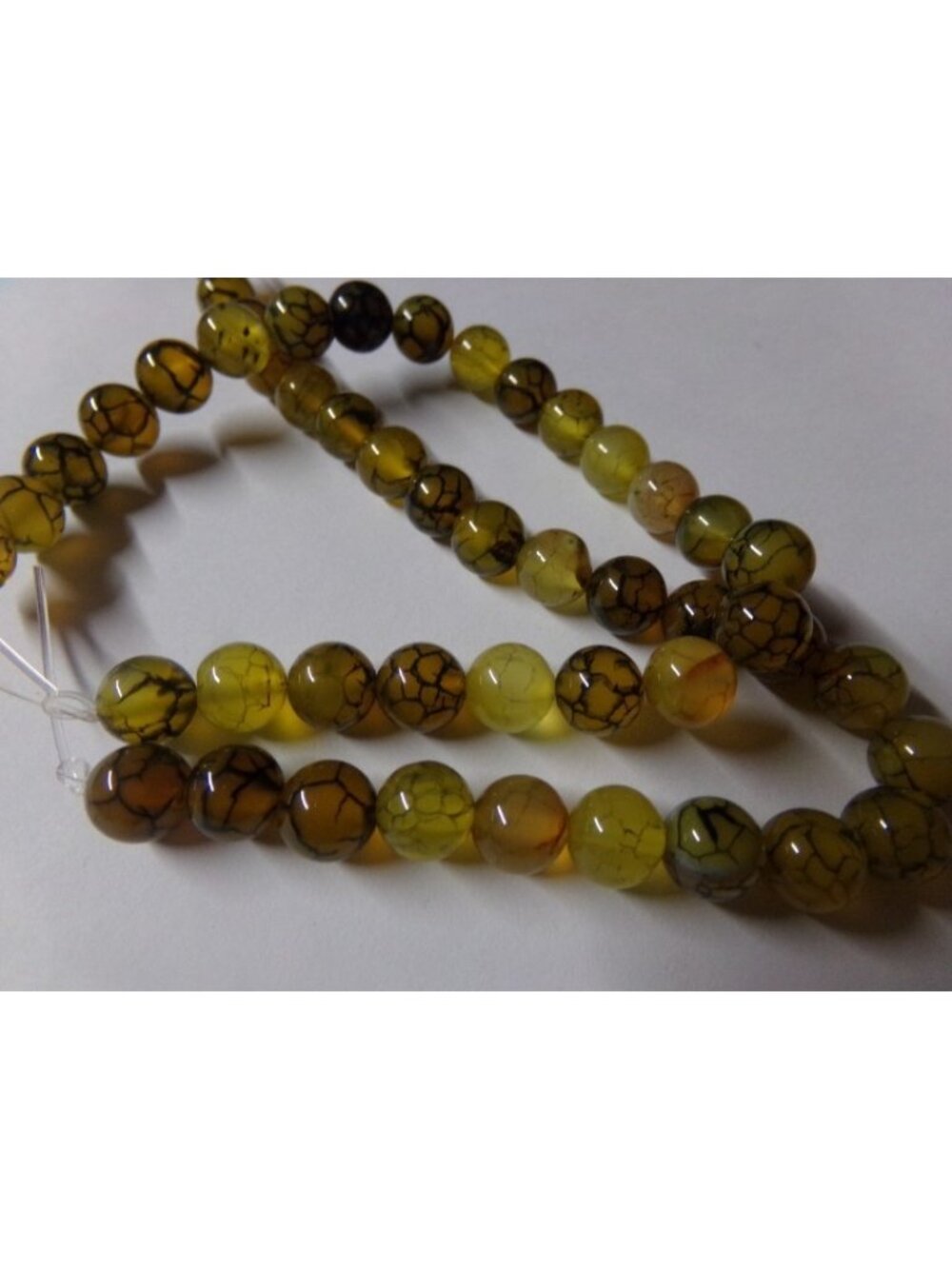 2 Strands Olive Dragon Vein Round 8mm Beads
